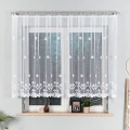 Firana gotowa żakardowa 300x130 cm biała z taśma - wzór 004421