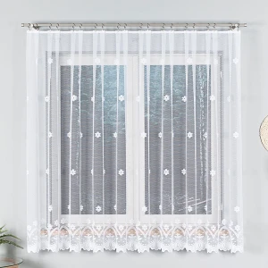 Firana gotowa żakardowa 300x180 cm biała z taśma - wzór 004421