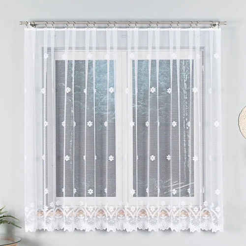 Firana gotowa żakardowa 300x180 cm biała z taśma - wzór 004421