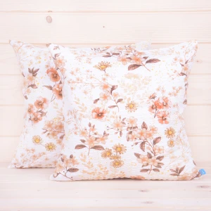Poszewka z kory 40x40 cm Delikatne kwiaty beżowo-brązowe