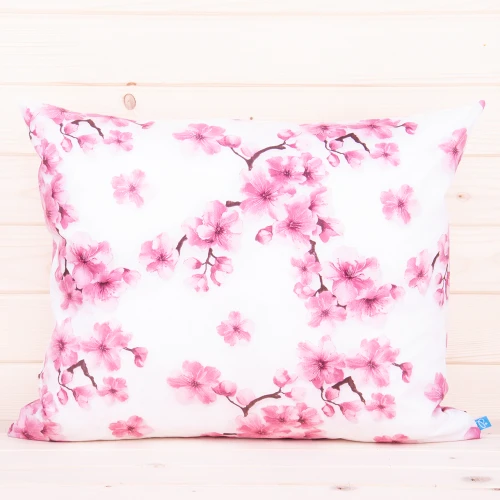 Poszewka z bawełny 50x70 cm Różowy kwiat wiśni na białym 2