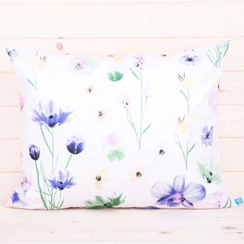 Poszewka z bawełny 50x70 cm Polne kwiaty na białym