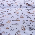 Pościel bawełniana 100x135 cm Kotki+łapki jasnoszare