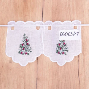 Firana zazdrostka świateczna 66063/17-1 wys. 17 cm z motywem haftowanej choinki