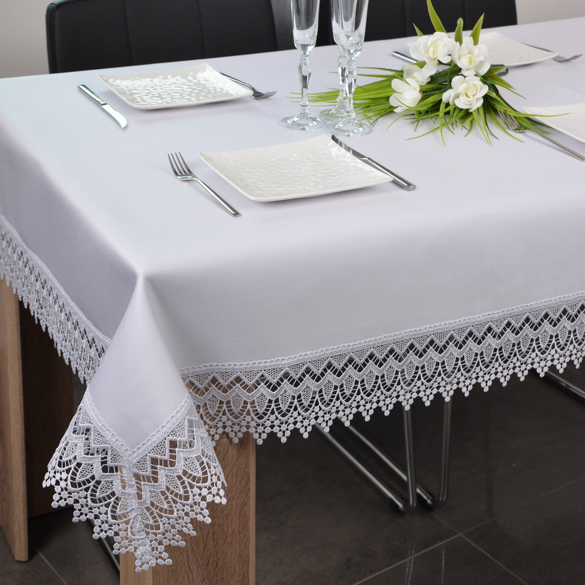 Obrus Atłas 110x160 cm Biały prostokąt