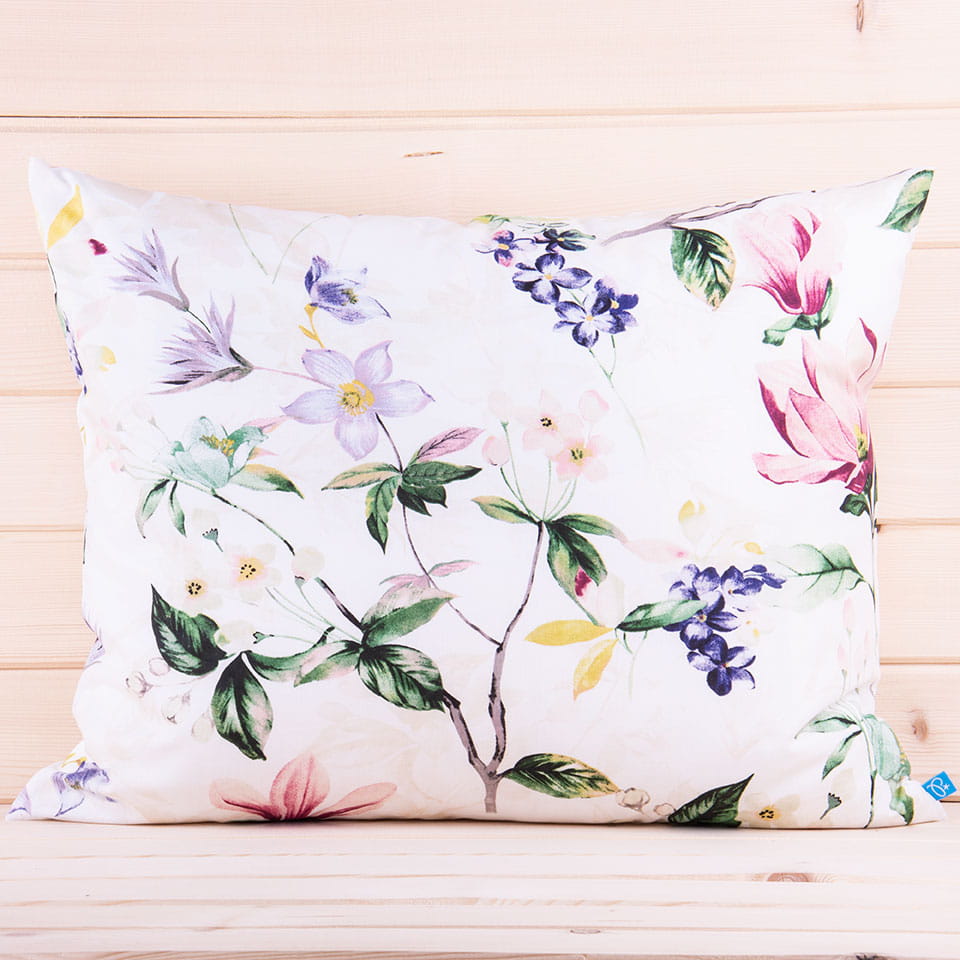 Poszewka z bawełny 50x60 cm Kwiaty na kremie