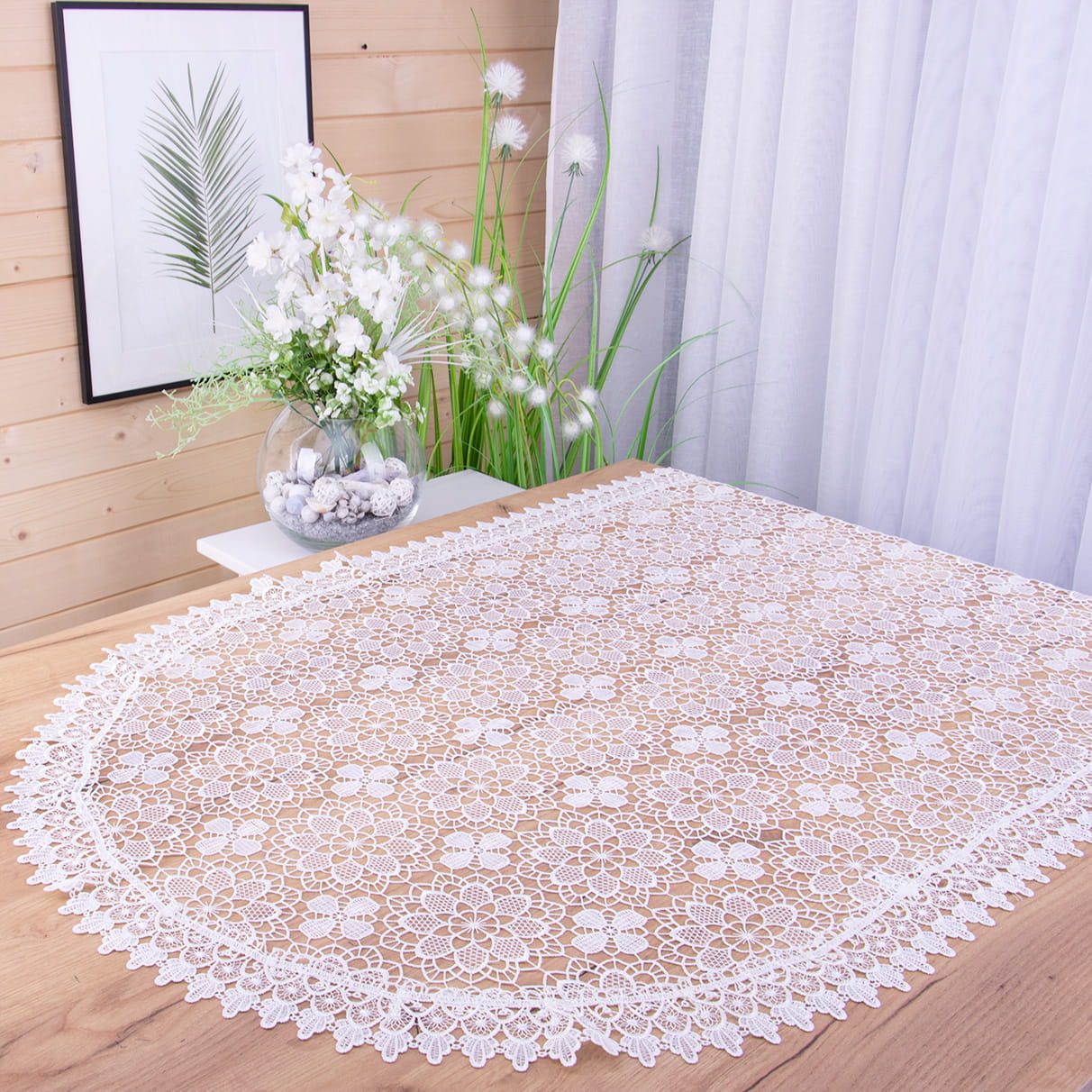 Obrus DA-818 80x140 cm cała gipiura Ecru owal