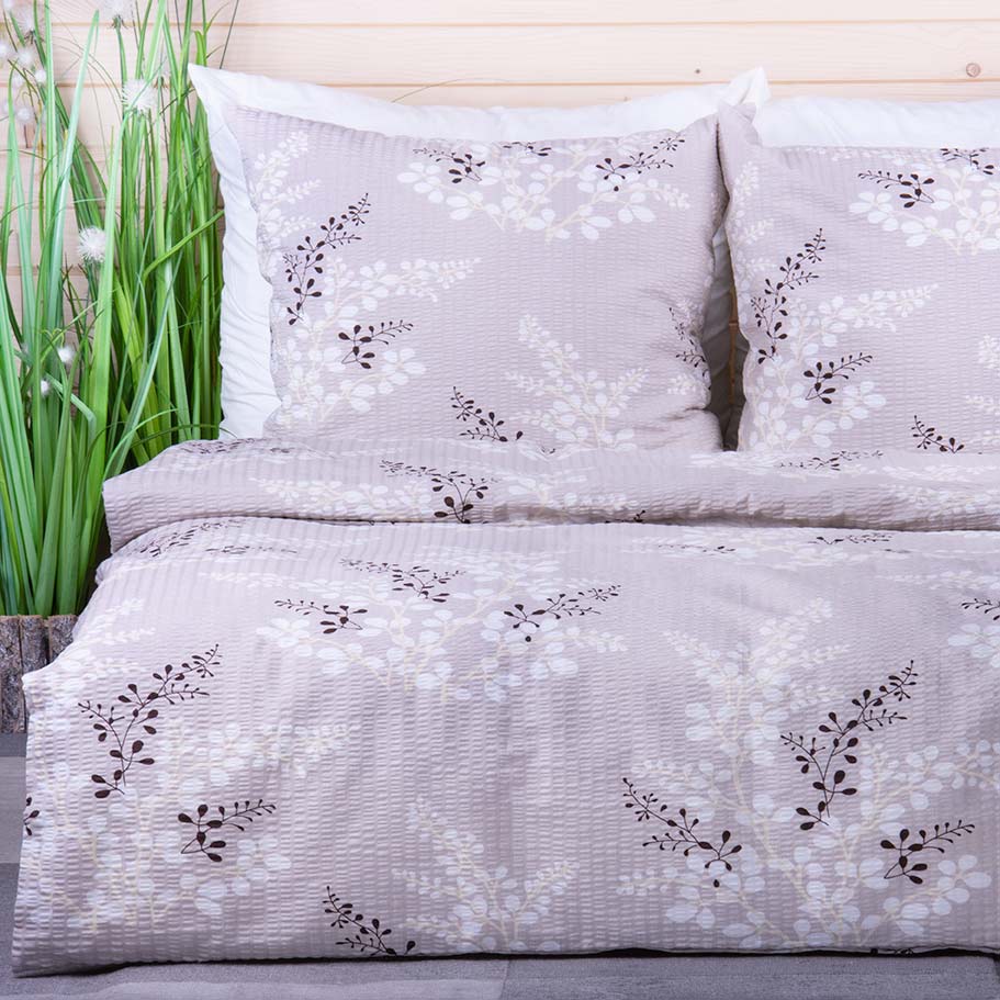 Pościel z kory 160x200 cm Listki na beżu