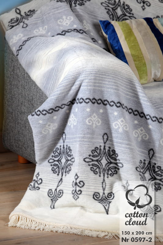 Koc Cotton Cloud 150x200 cm Ornament szary 0597-2
