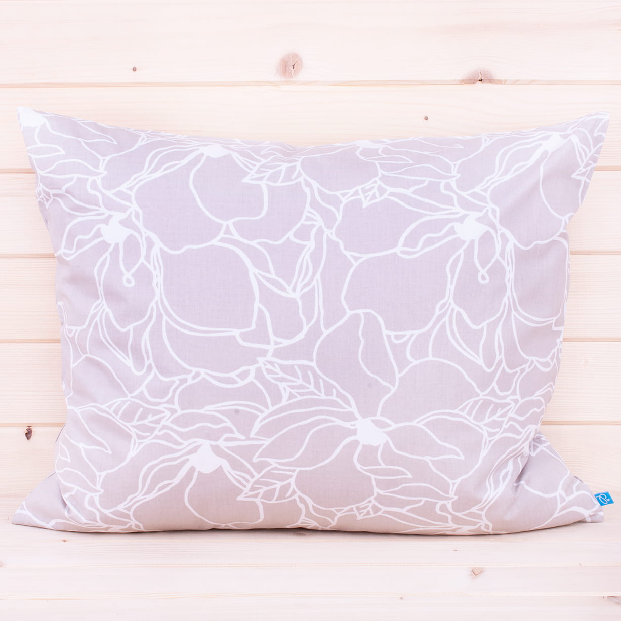 Poszewka z bawełny 50x60 cm Kwiaty na beżu