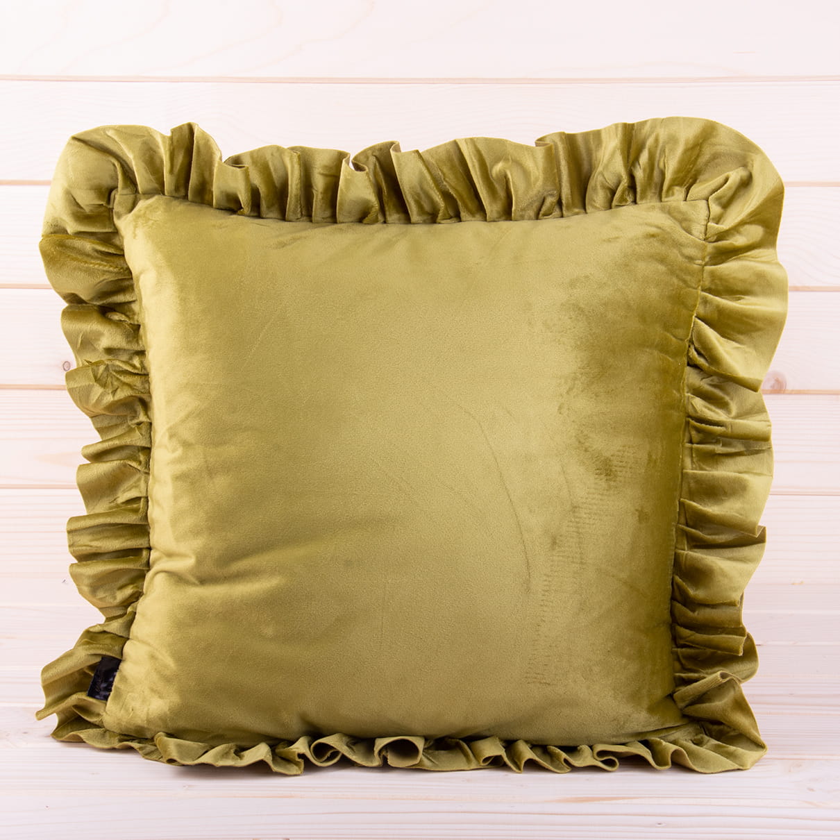Poszewka ozdobna 40x40 cm Velvet BL21-24 Oliwka+falbanka