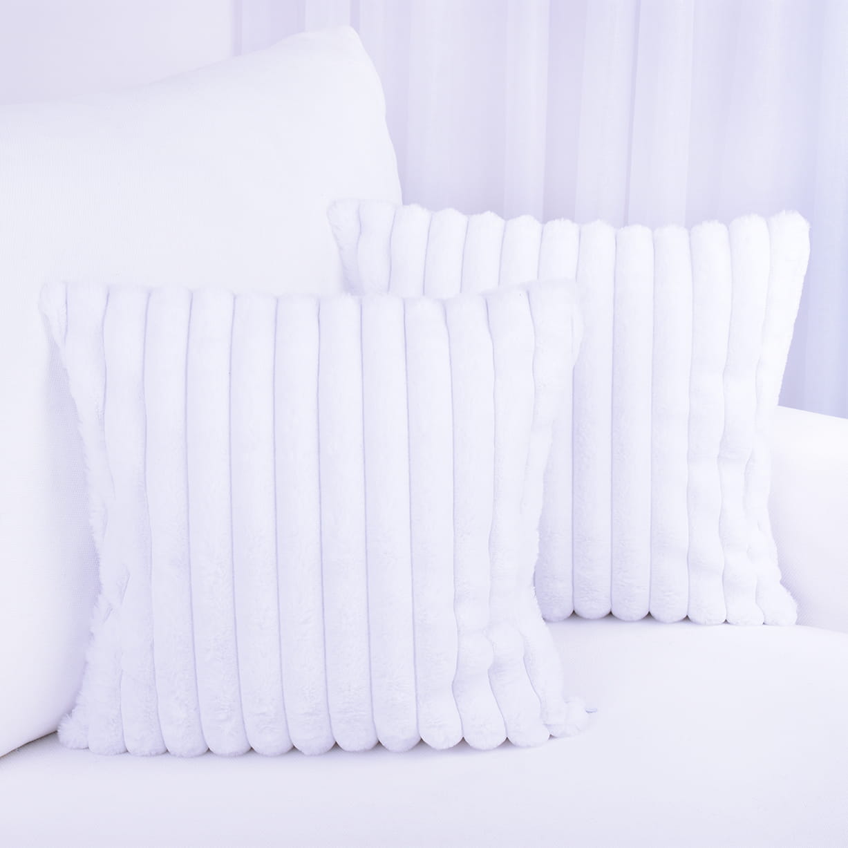 Poszewka ozdobna 40x40 cm Prążki Biała