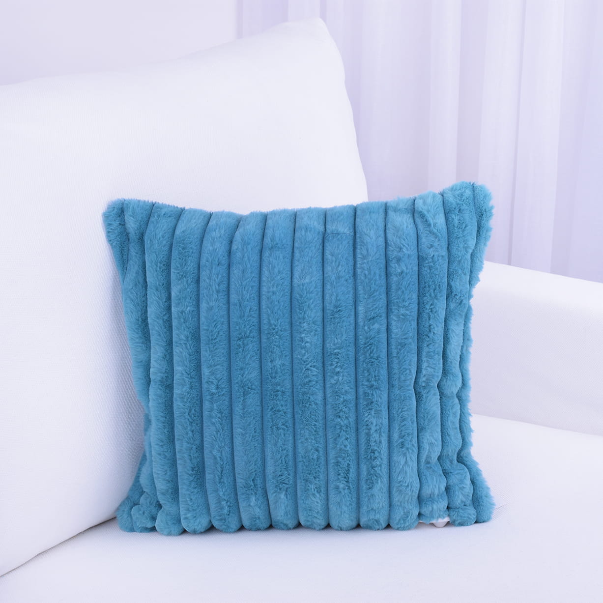 Poszewka ozdobna 40x40 cm Prążki Turkus