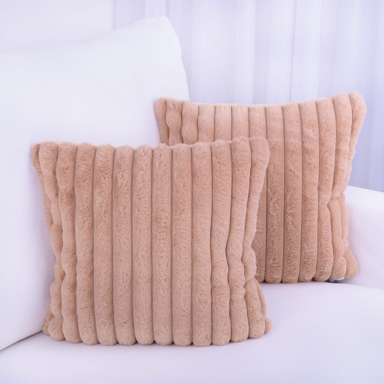 Poszewka ozdobna 40x40 cm Prążki Kawa z mlekiem