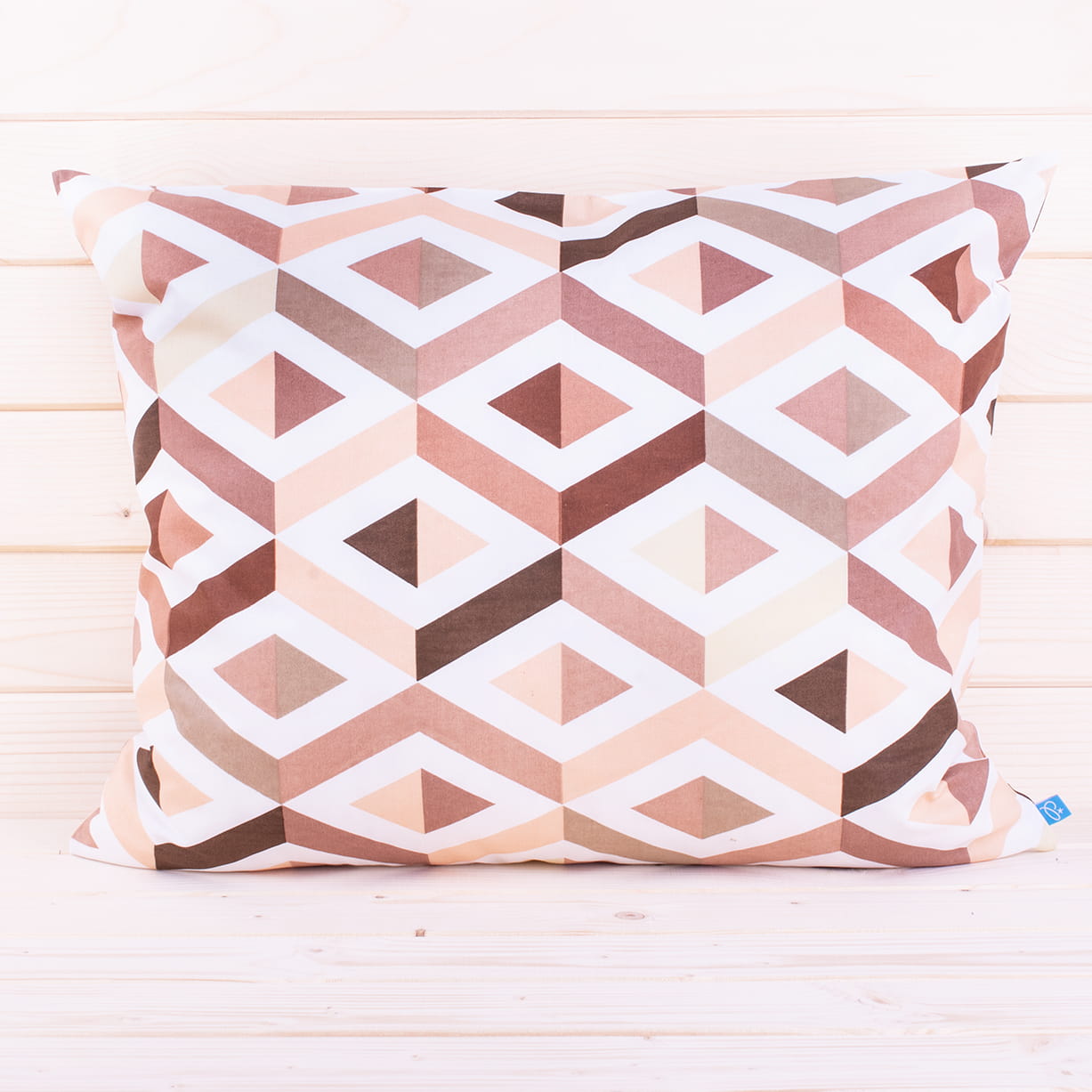 Poszewka z bawełny 70x80 cm Romby 3D beżowe