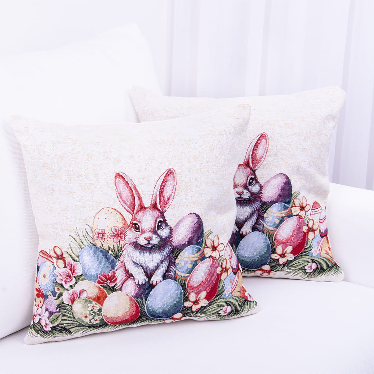 Poszewka wielkanocna gobelinowa 42x42 cm Wielkanocny zajączek wzór 4
