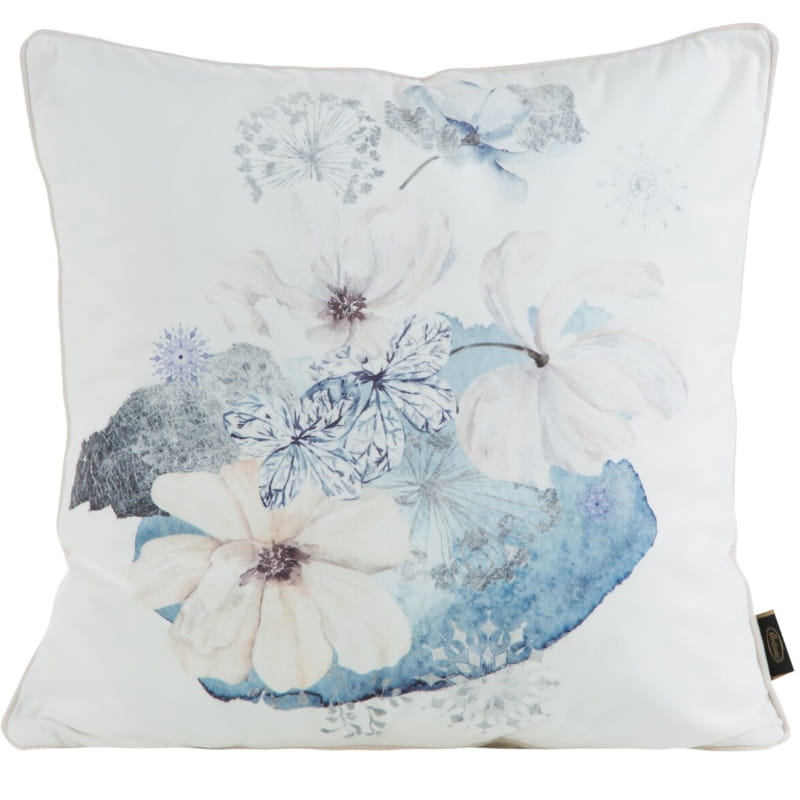 Poszewka ozdobna 45x45 cm Velvet 125 Krem+niebieski