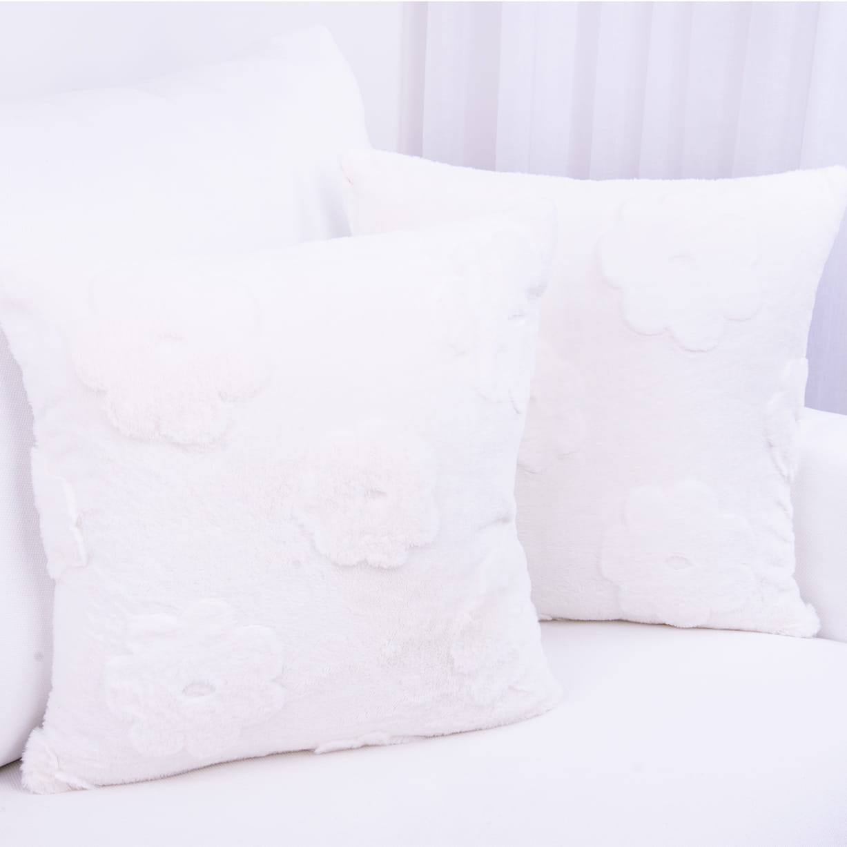 Poszewka ozdobna 42x42 cm Kwiaty Ecru