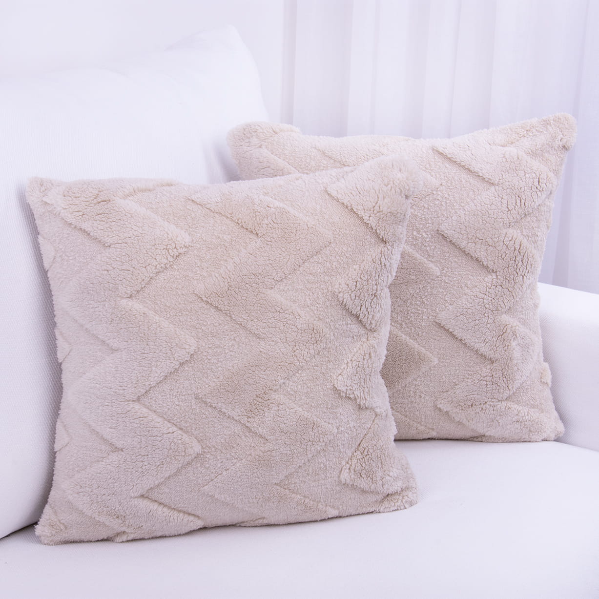 Poszewka ozdobna 42x42 cm Zygzaki Beż