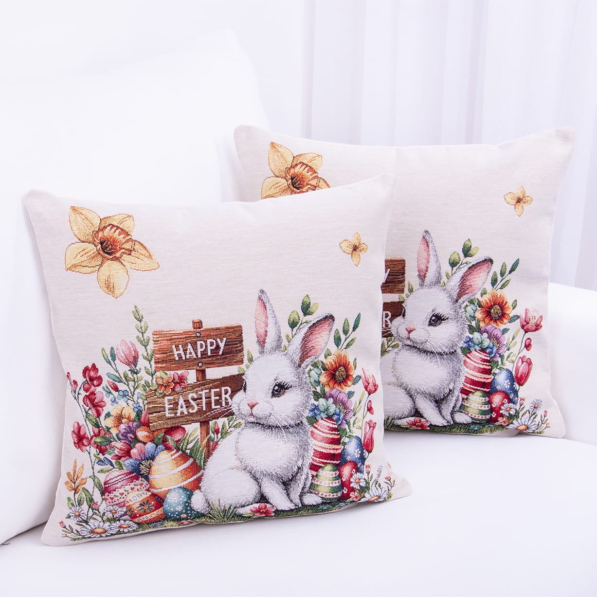 Poszewka wielkanocna gobelinowa 42x42 cm Wielkanocny zajączek wzór 8
