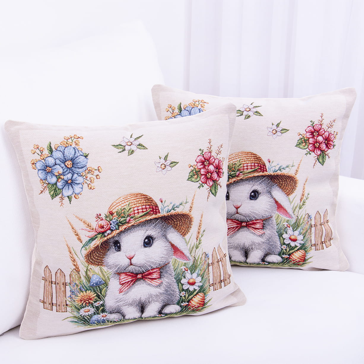 Poszewka wielkanocna gobelinowa 42x42 cm Wielkanocny zajączek wzór 10