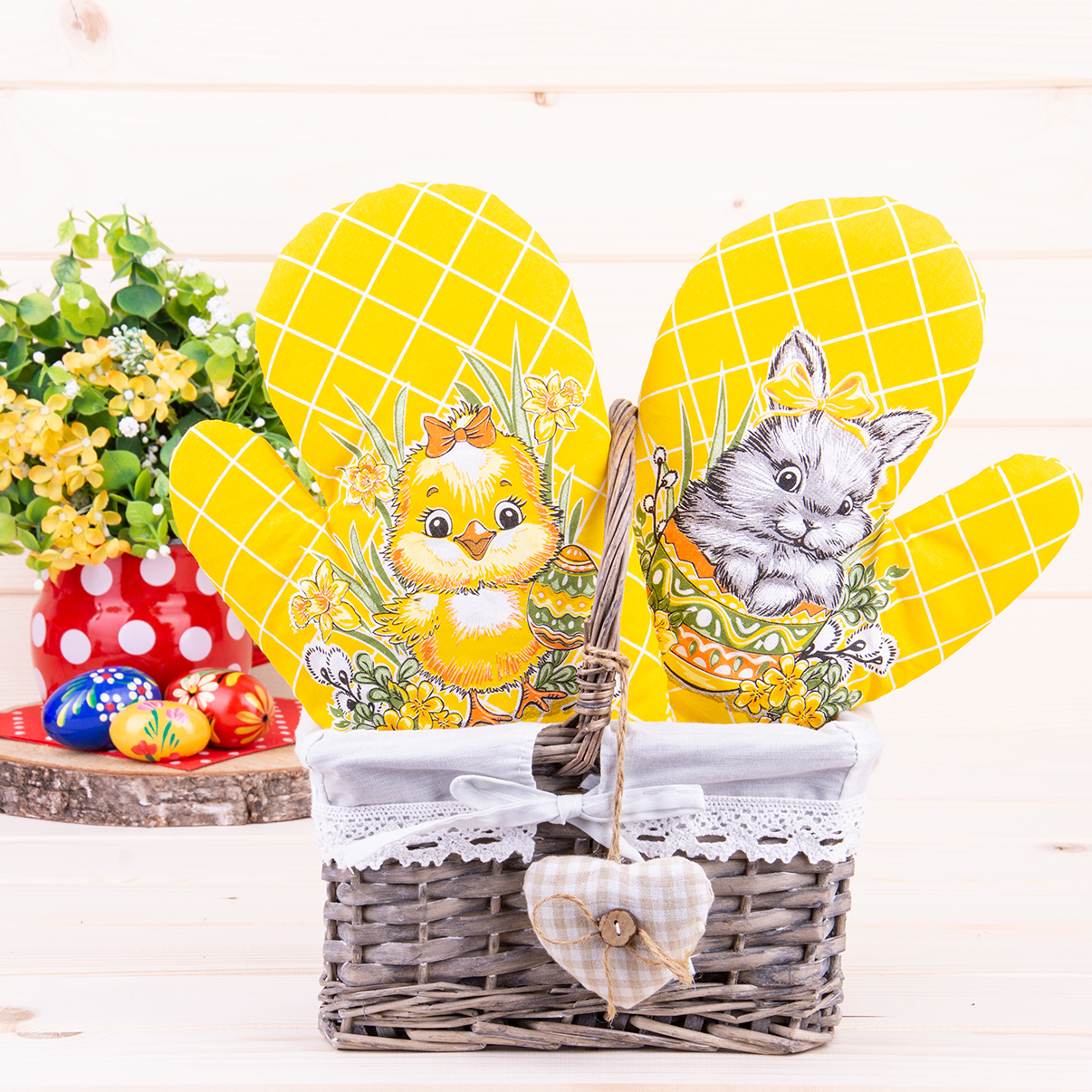 Rękawica kuchenna z magnesem Kurka i zajączek 1