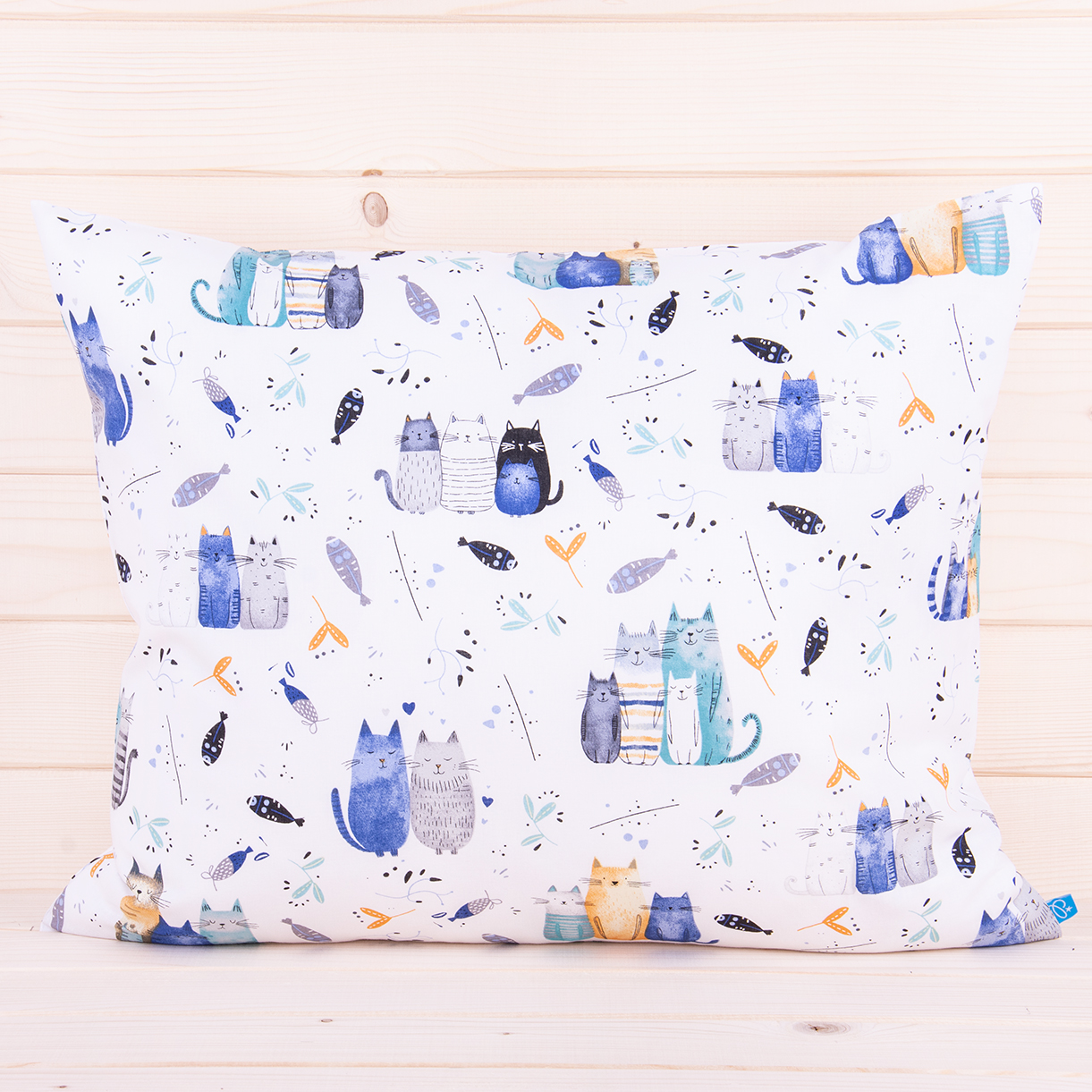 Poszewka z bawełny 70x80 cm Kolorowe kotki na białym 2