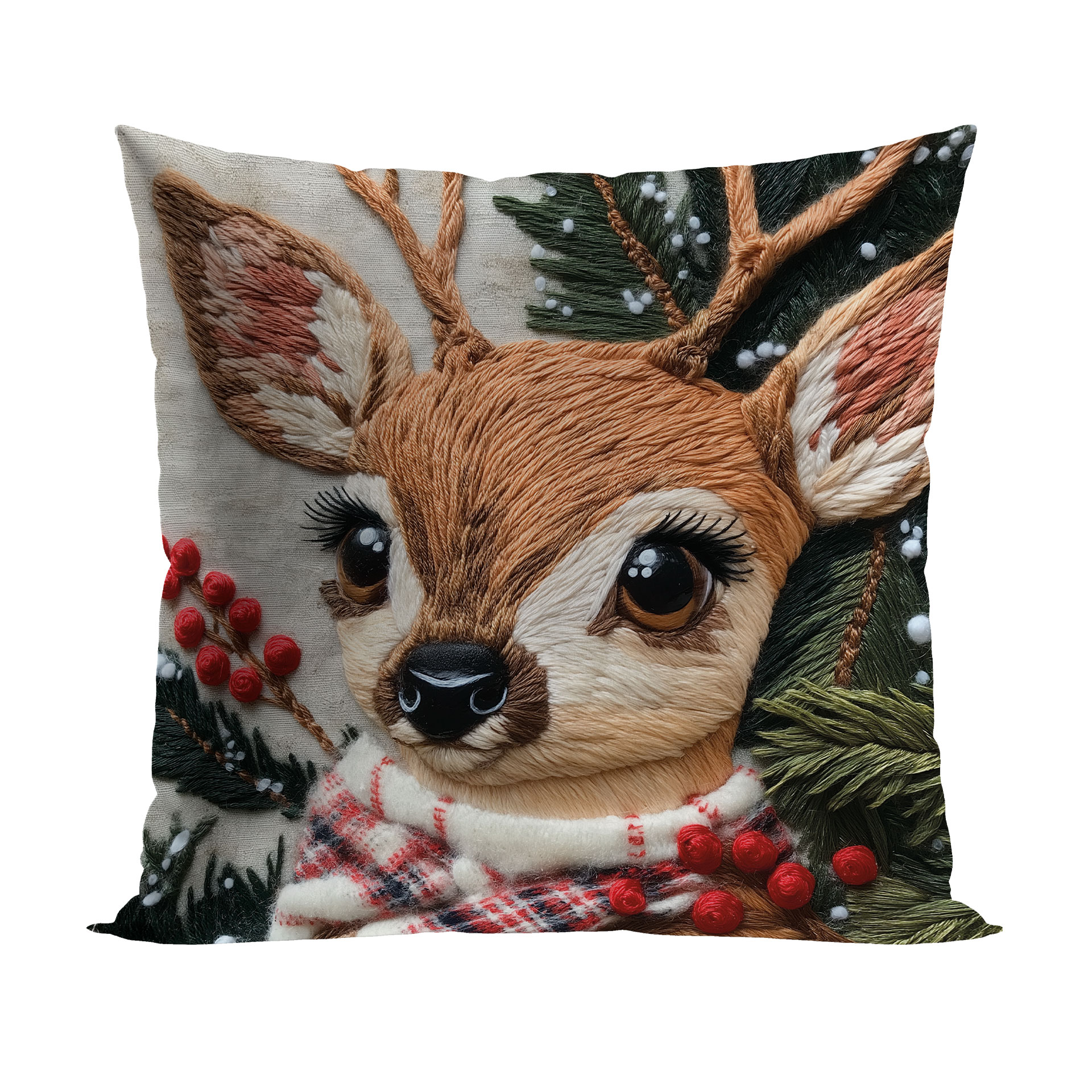 Poszewka świąteczna 40x40 cm Jelonek z efektem wyszywania