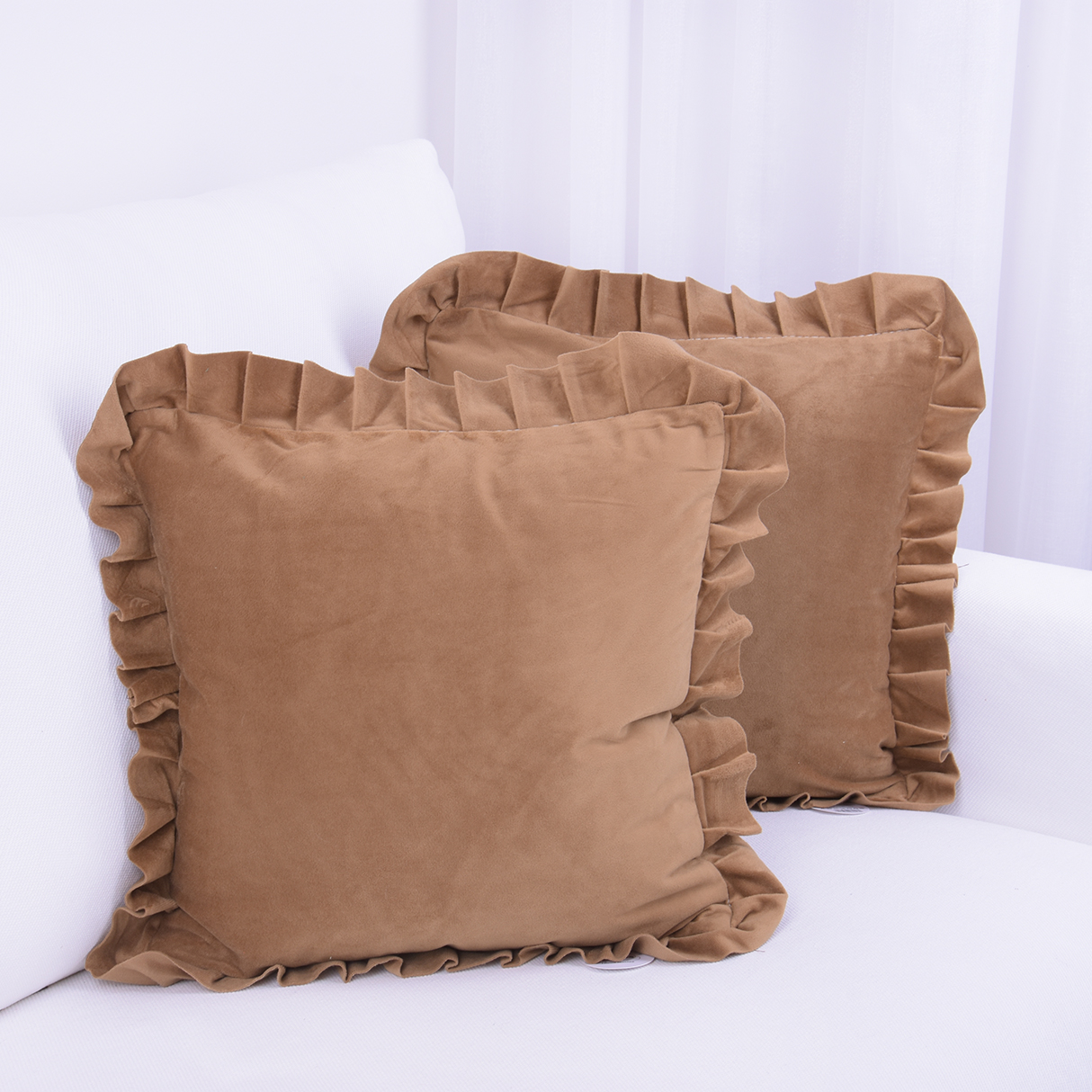 Poszewka ozdobna 40x40 cm Velvet Ciepły brąz + fal