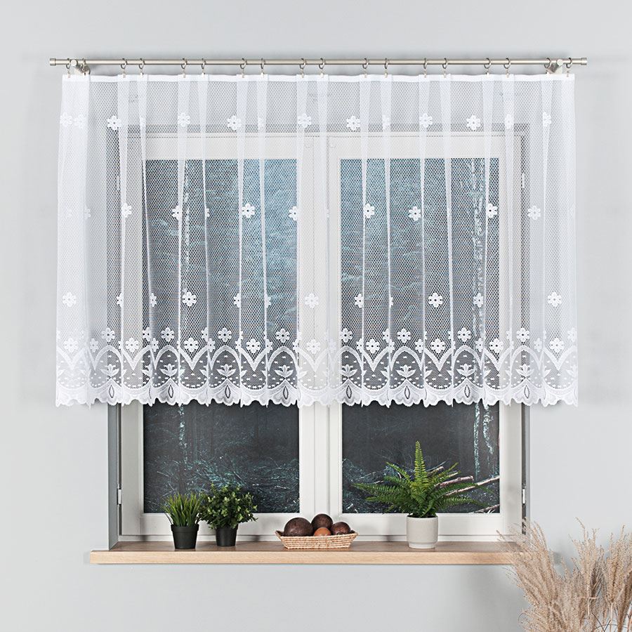 Firana żakardowa 004421 wysokość 110 cm Biała 1 pas