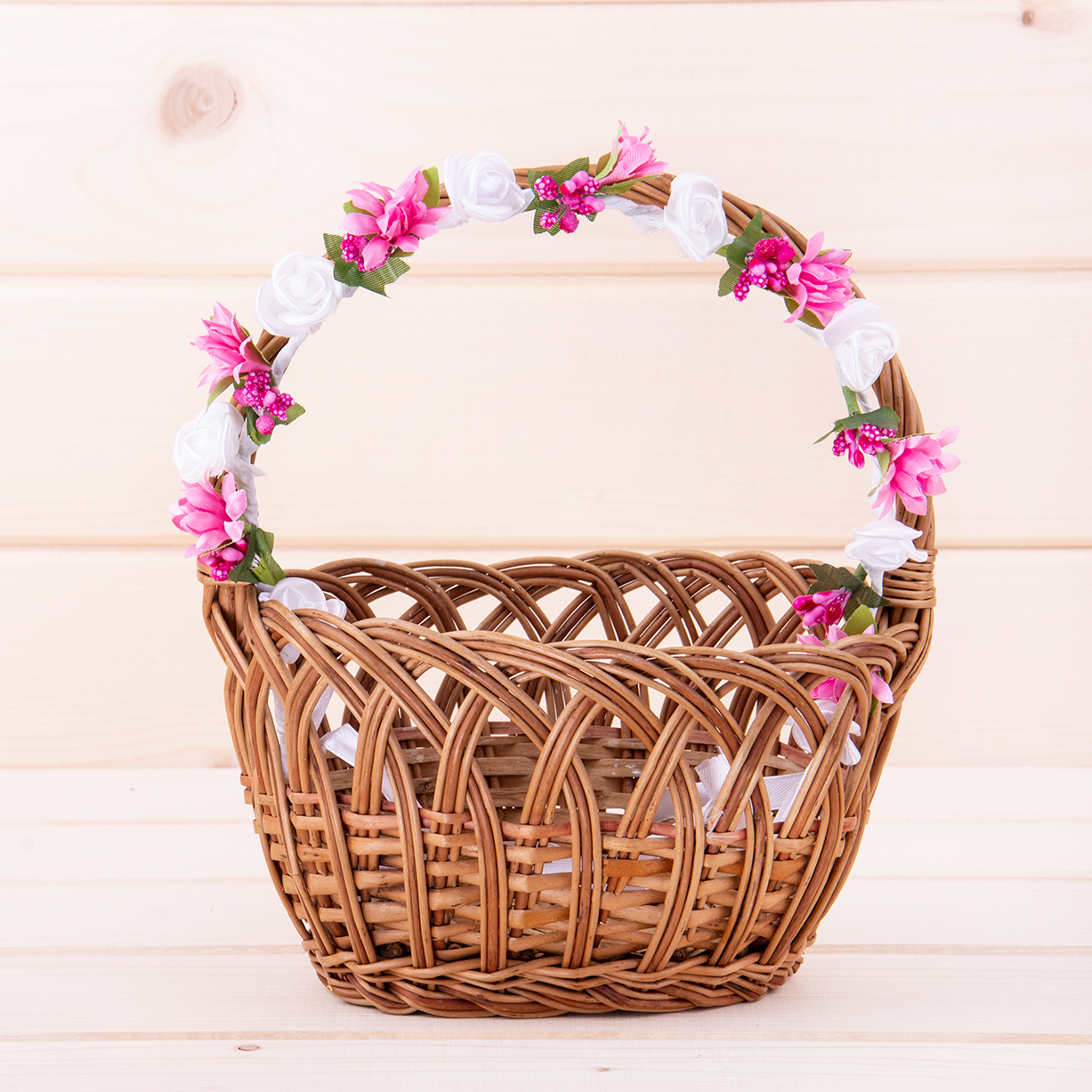 Ozdoba na koszyk Różyczki długie różowe