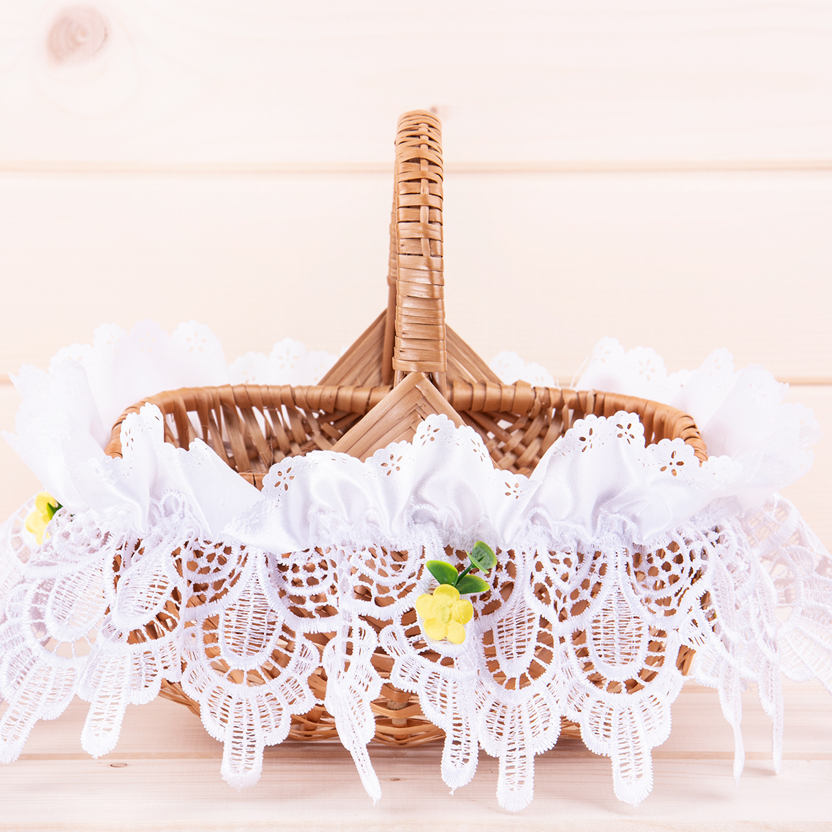 Falbanka na koszyk z gipiurą biała duża 10x120 cm