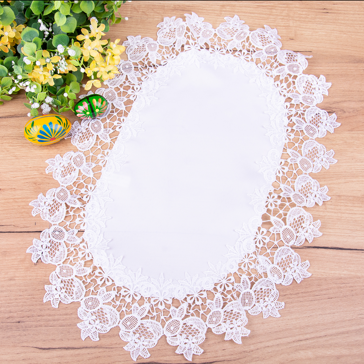 Serwetka wielkanocna 35x50 cm DA-E15 Zajączki biała owal