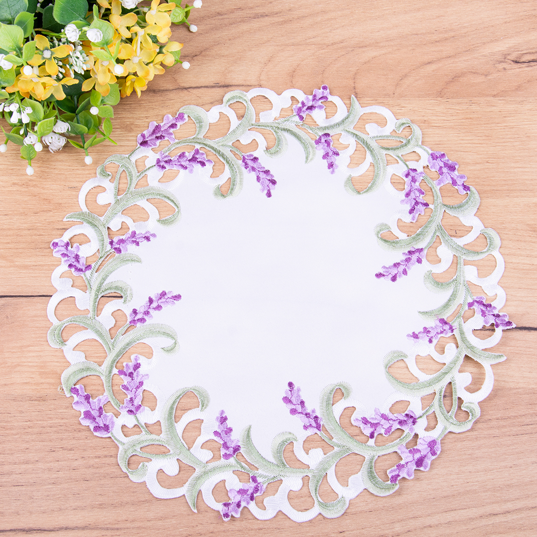 Serwetka koło 30 cm H8477 haftowana Lawenda