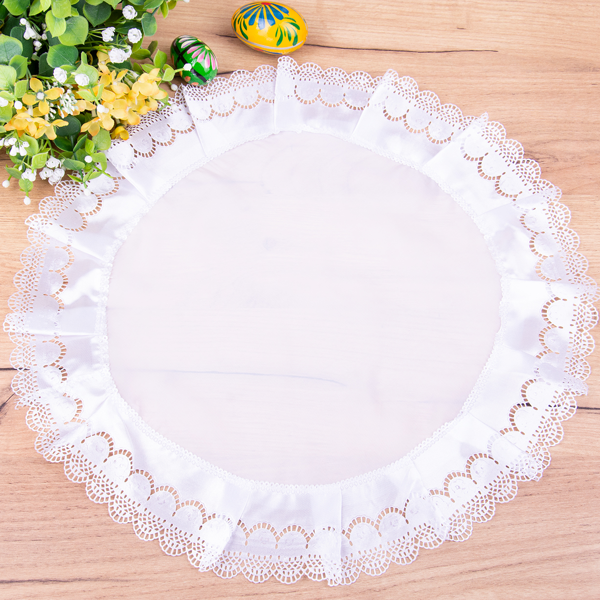 Serwetka wielkanocna koło 40 cm Tiul biała