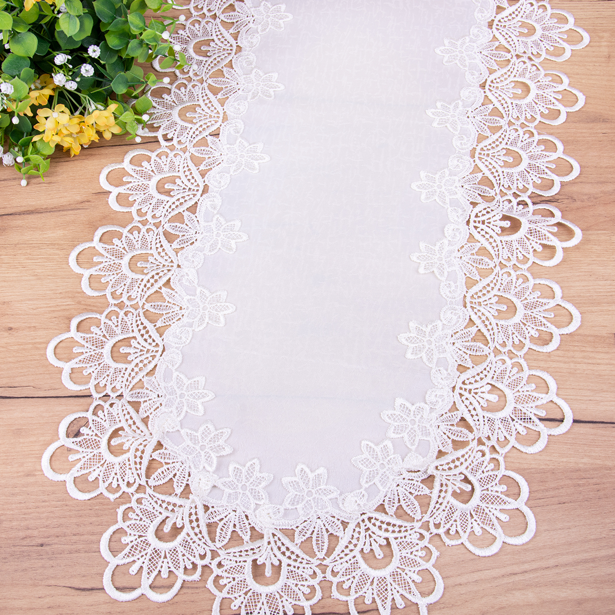 Bieżnik DA-384 40x85 cm z gipiurą Ecru owal