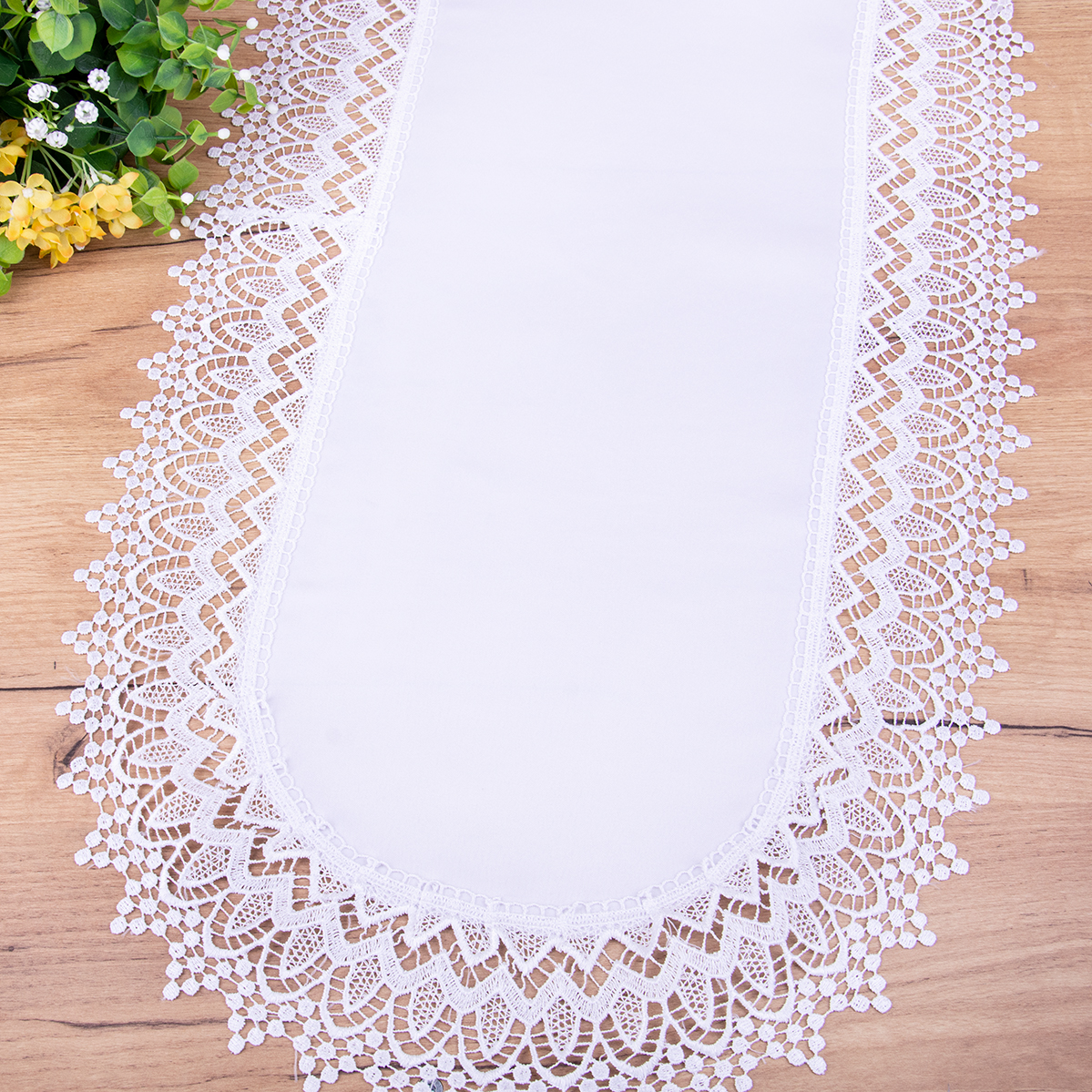 Bieżnik Atłas 40x85 cm Biały owal