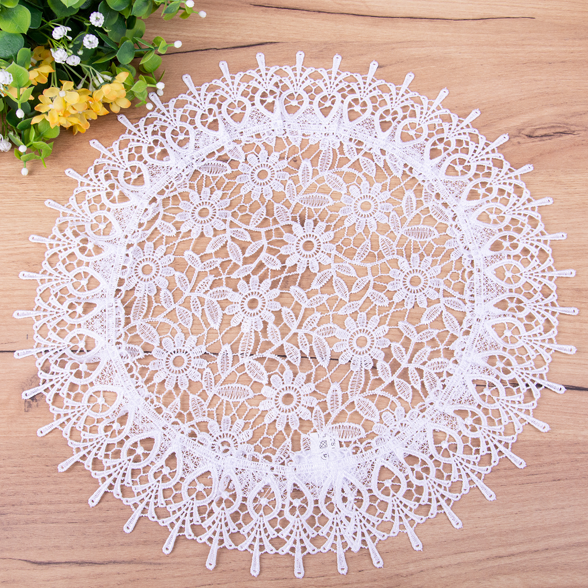 Serwetka koło 40 cm ST619 cała gipiura biała