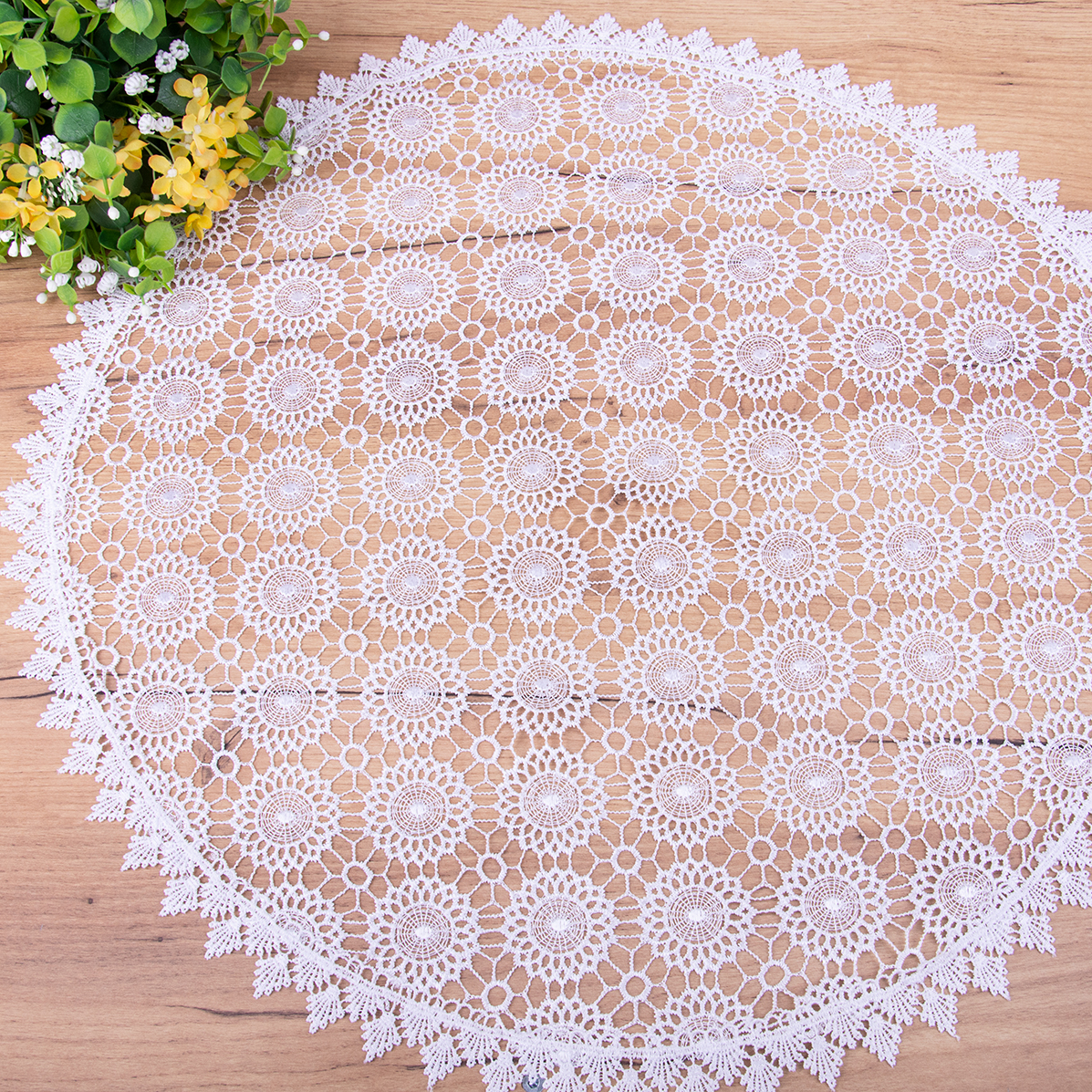 Serwetka koło 60 cm S1247 cała gipiura Biała