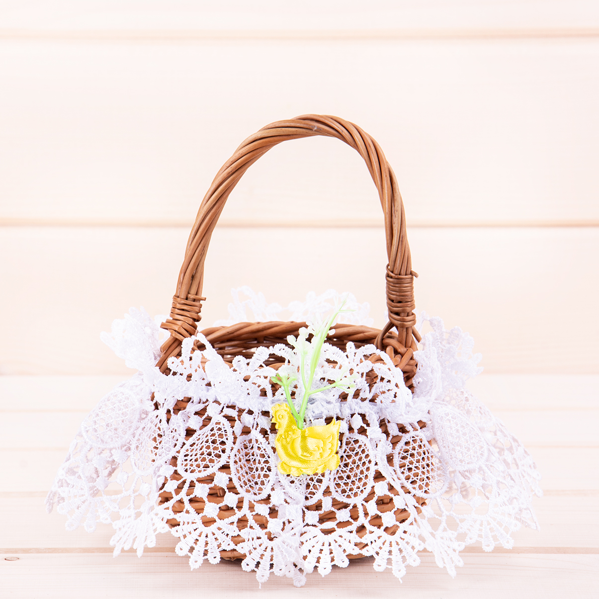 Falbanka na koszyk cała gipiura DA-E8 biała mała, wysokość 9 cm, średnica 10-20 cm