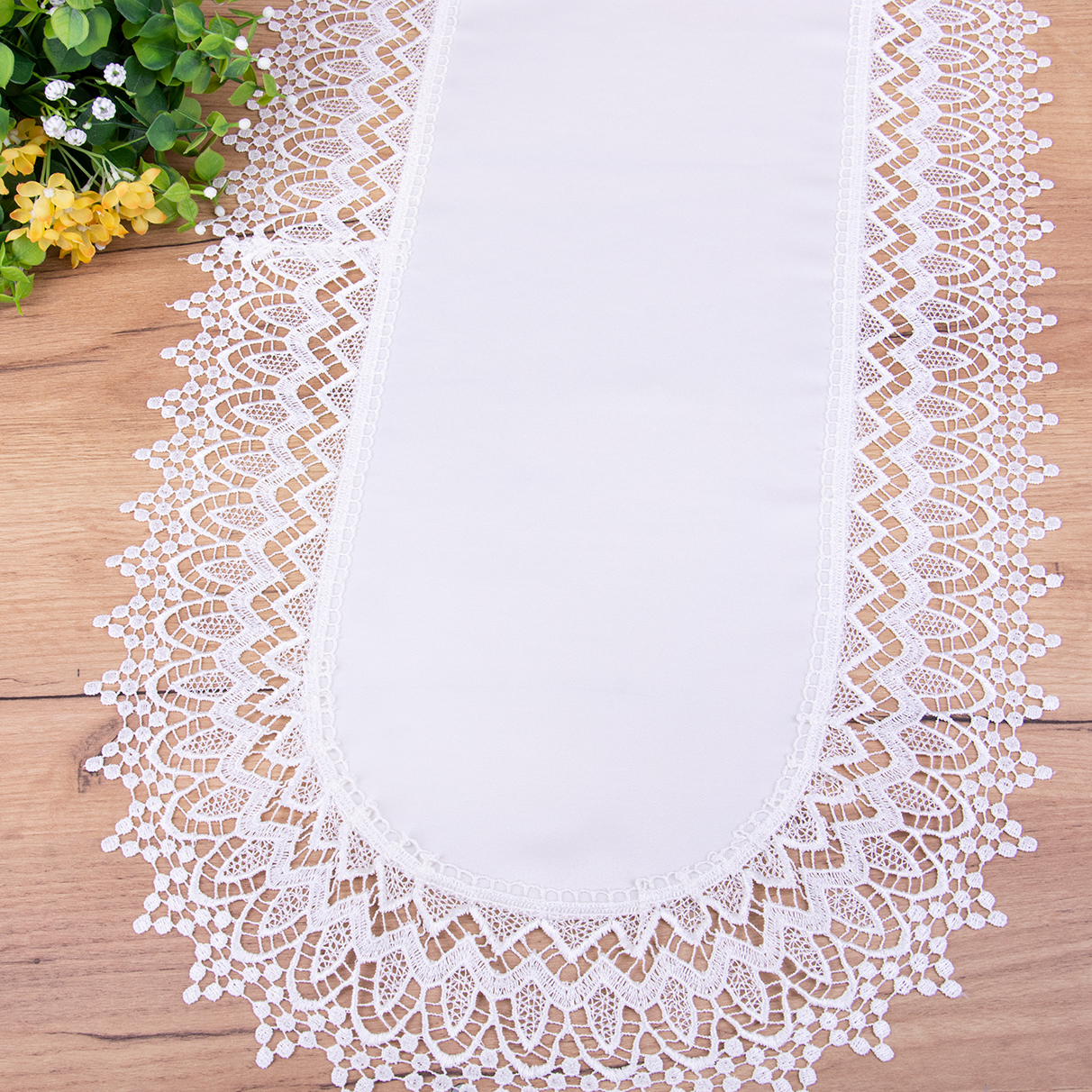 Bieżnik Atłas 50x100 cm Ecru owal