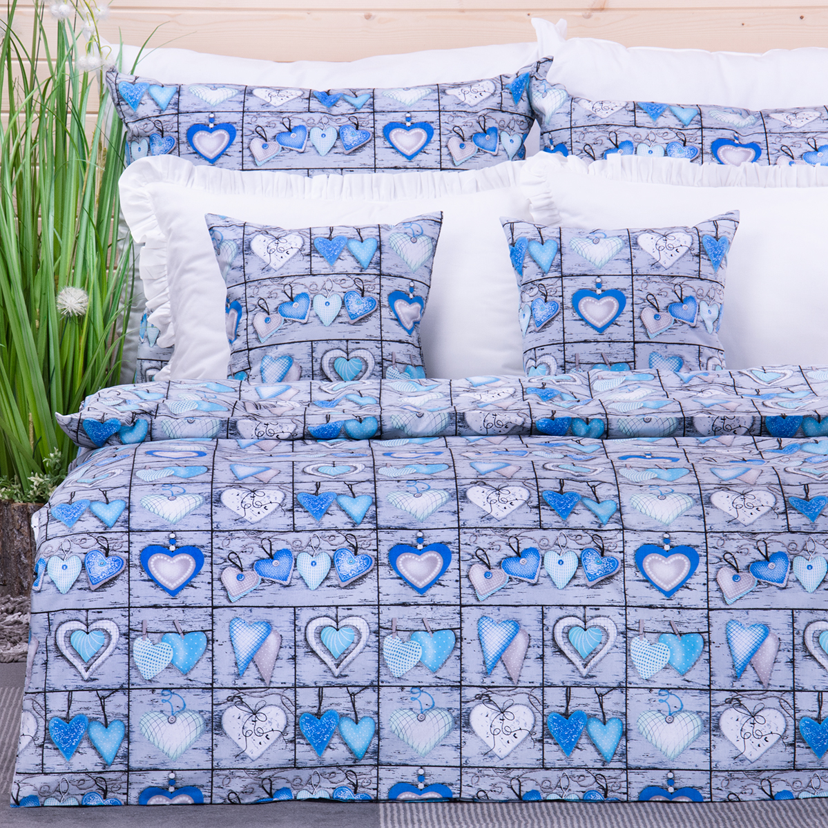 Pościel bawełniana 160x200 cm Serca 11