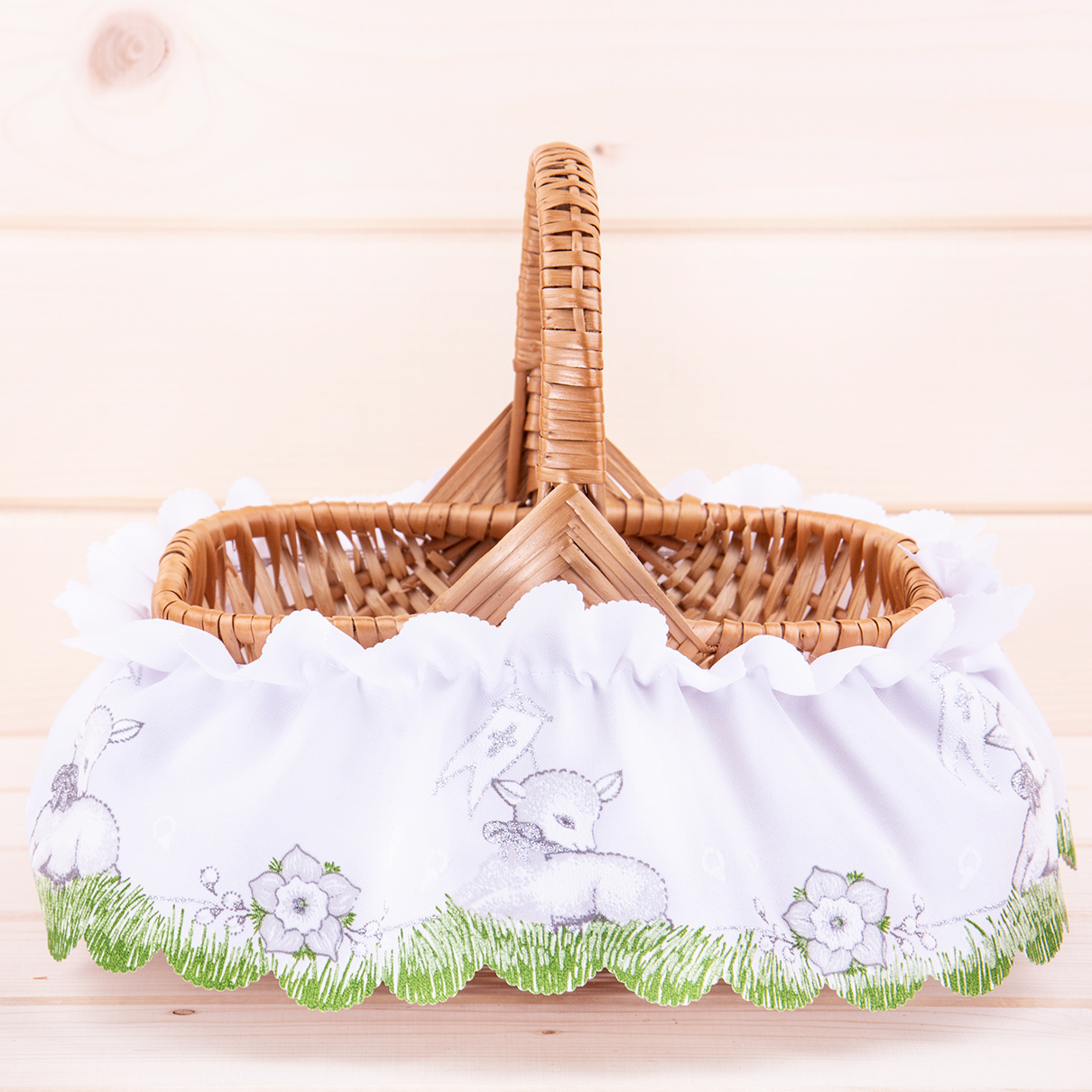 Falbanka na koszyk Baranki srebrne mała