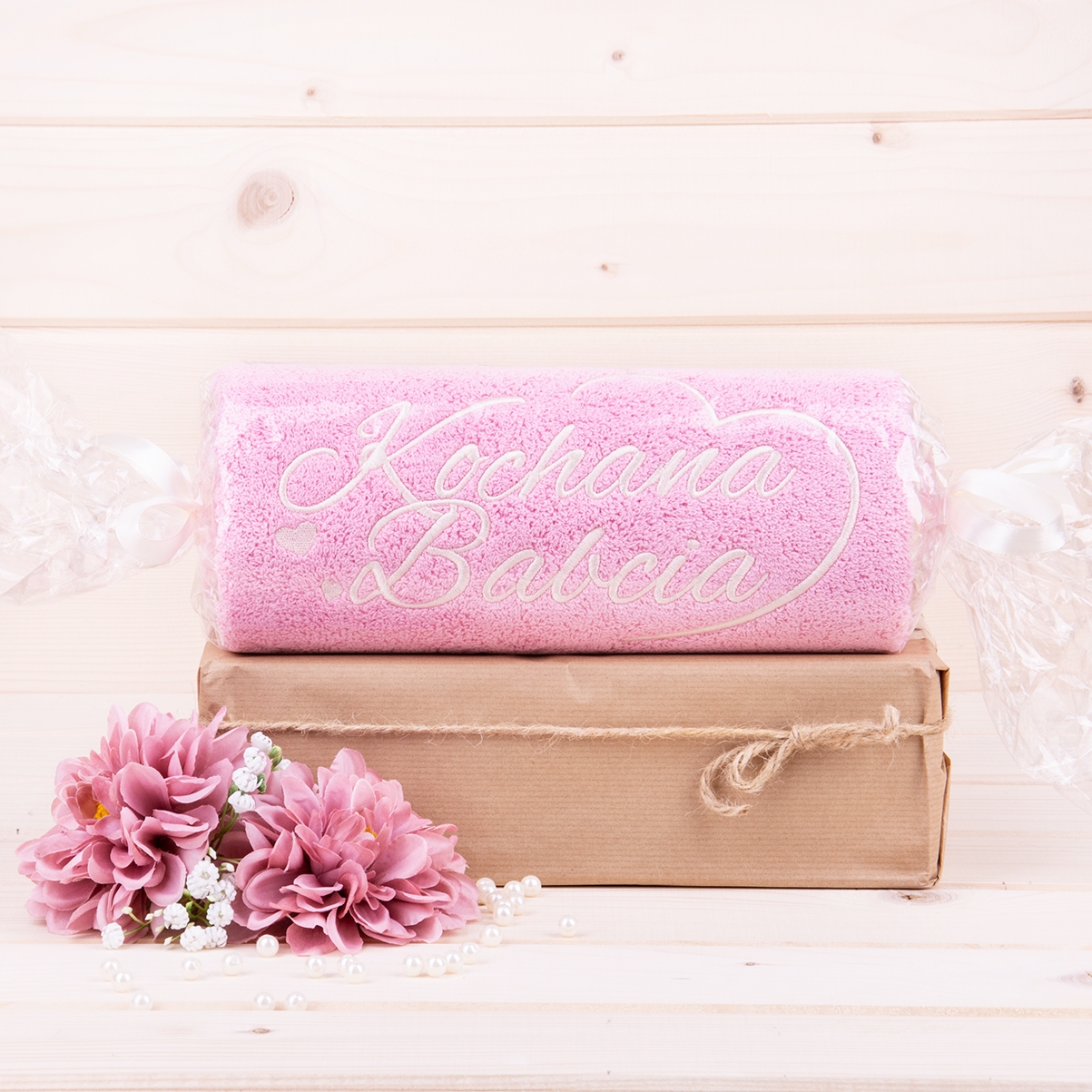 Ręcznik dla Babci z haftem 50x100 cm wzór 5 róż