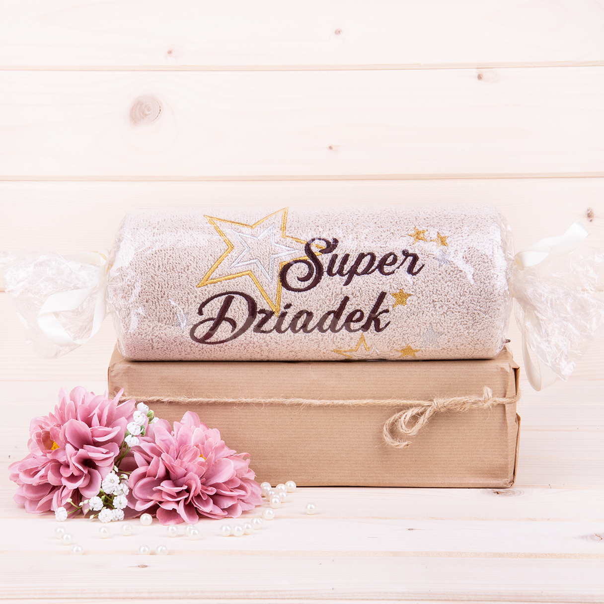 Ręcznik dla Dziadka z haftem 50x100 cm wzór 18 Jasny beż