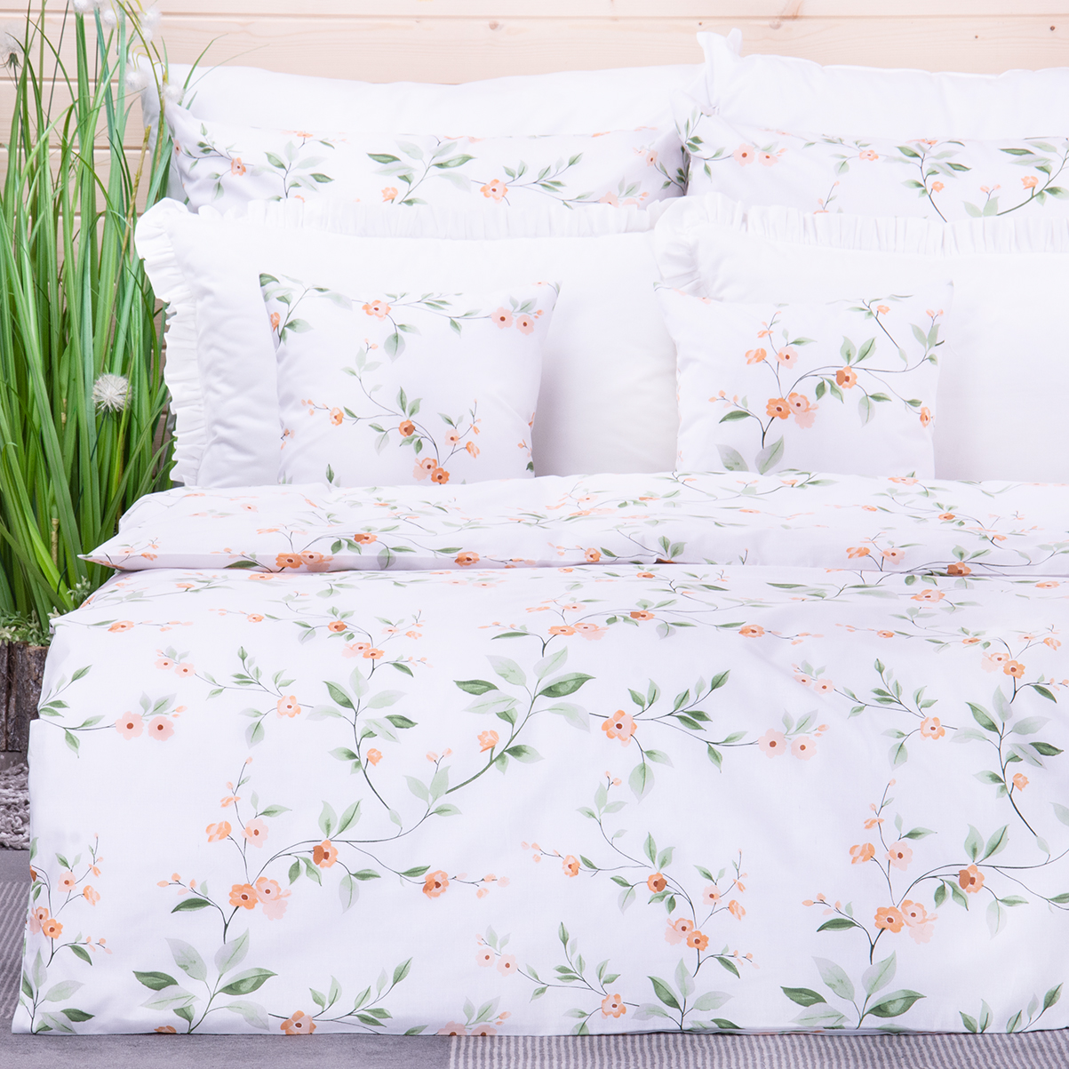 Pościel bawełniana 140x200 cm Brzoskwiniowy ogród