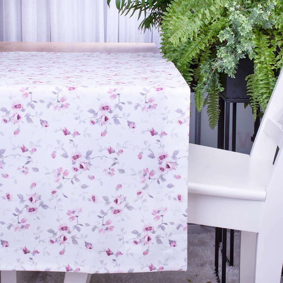 Bieżnik SOFT 60x120 cm 380366/101 Delikatne różowe kwiatuszki