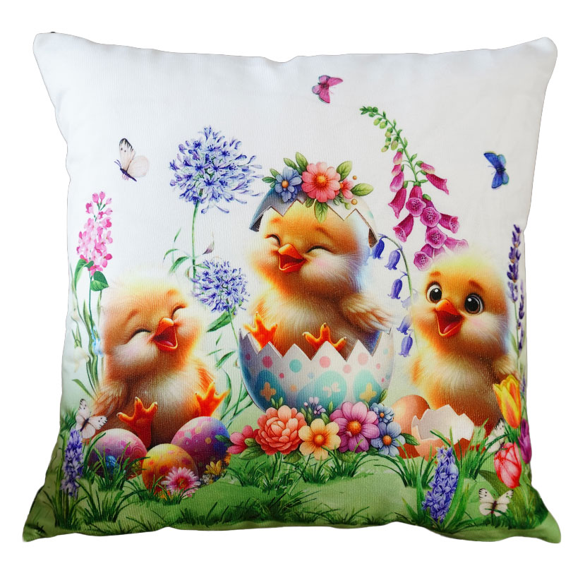 Poszewka wielkanocna 40x40 cm PE-181 Pisklęta na kolorowej łące