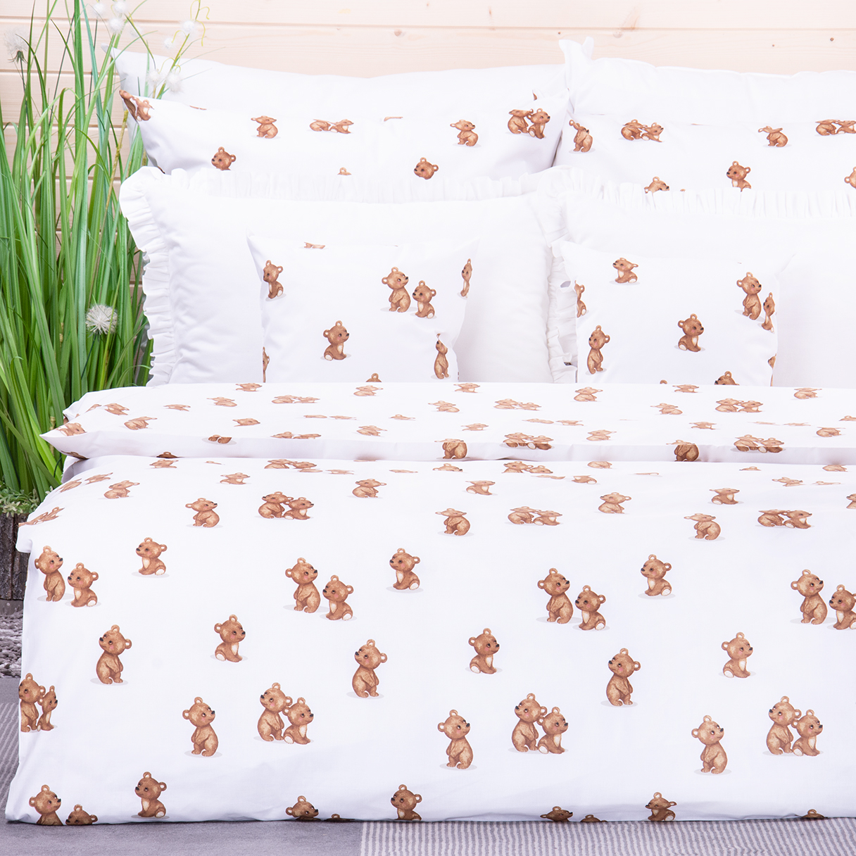 Pościel bawełniana 140x200 cm Brązowe misie 2