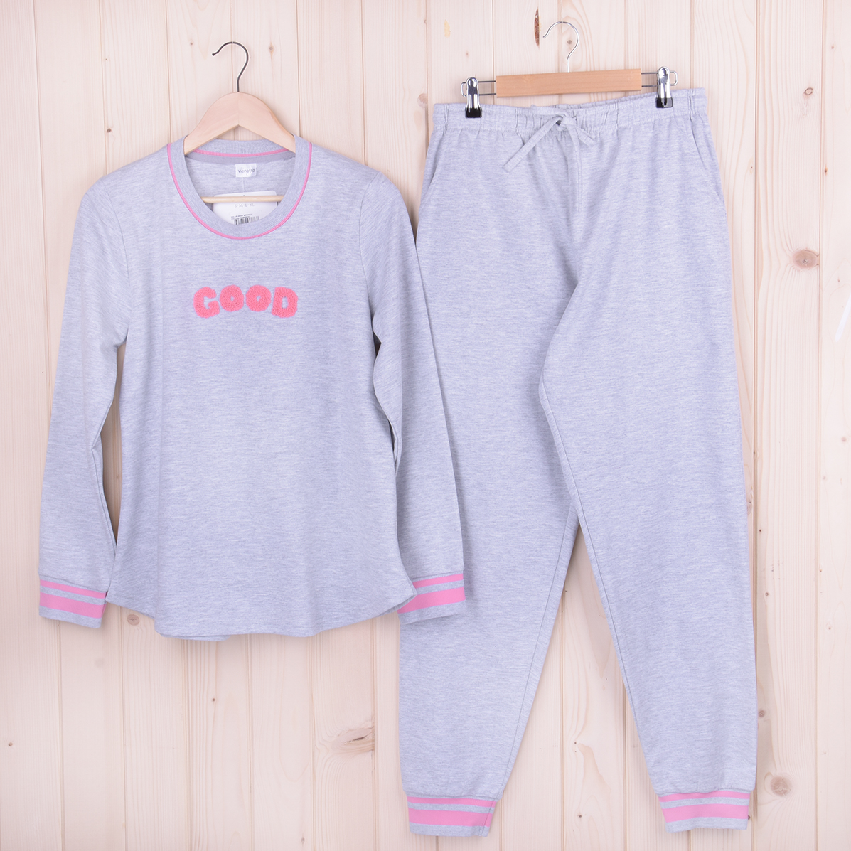 Piżama damska z długimi spodniami i rękawem 403032 rozm: L bajowa - ciepła